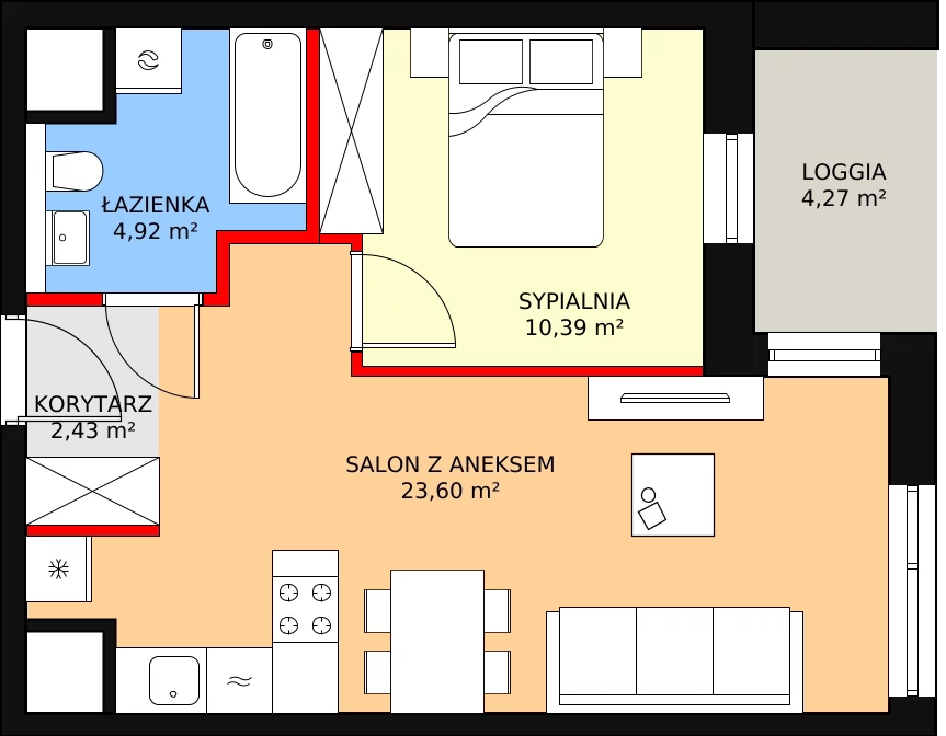 Mieszkanie 41,34 m², piętro 1, oferta nr 2-1-19, ATAL Aura II, Łódź, Bałuty, ul. Telefoniczna 15/17