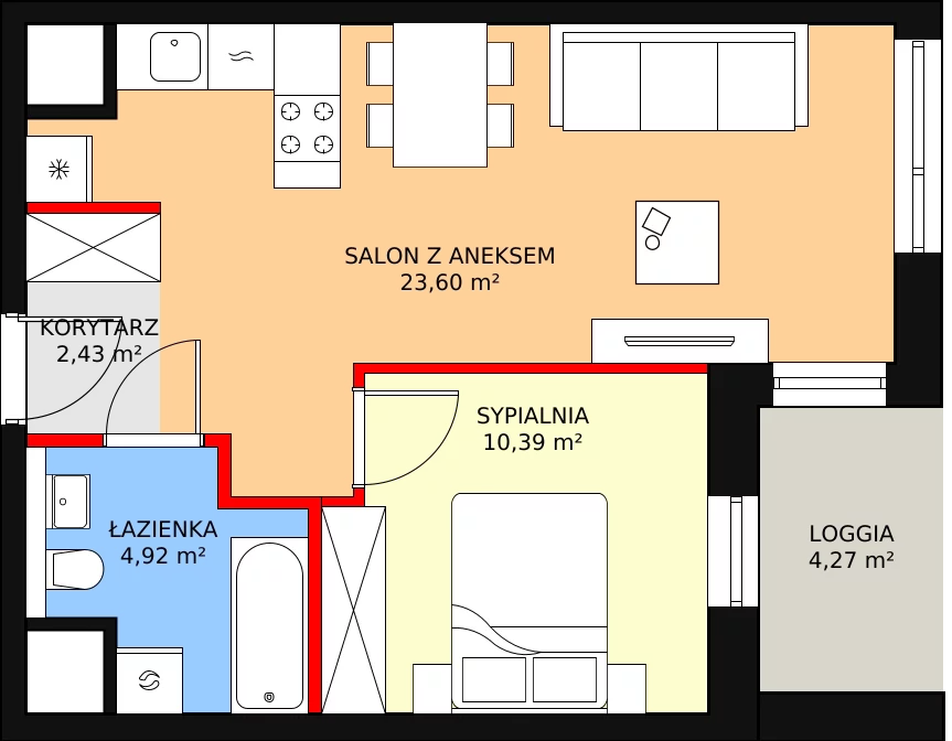 Mieszkanie 41,34 m², piętro 1, oferta nr 2-1-20, ATAL Aura II, Łódź, Bałuty, ul. Telefoniczna 15/17