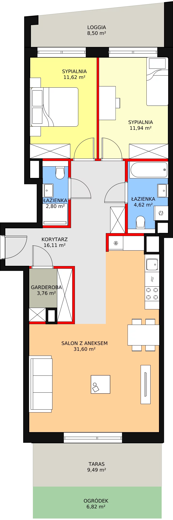 3 pokoje, mieszkanie 82,54 m², parter, oferta nr 3-0-02, ATAL Aura II, Łódź, Bałuty, ul. Telefoniczna 15/17