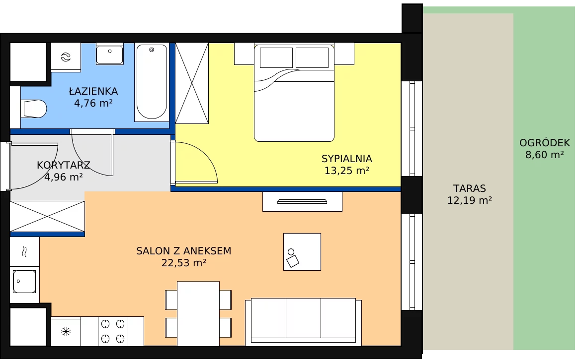 Zalety mieszkania 45.43 m², 3-0-05
