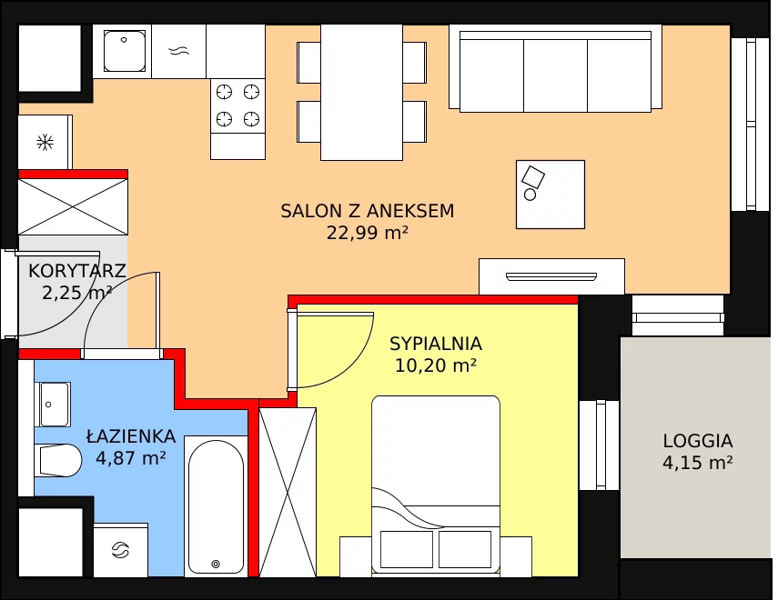 Mieszkanie 40,31 m², piętro 1, oferta nr 3-1-16, ATAL Aura II, Łódź, Bałuty, ul. Telefoniczna 15/17