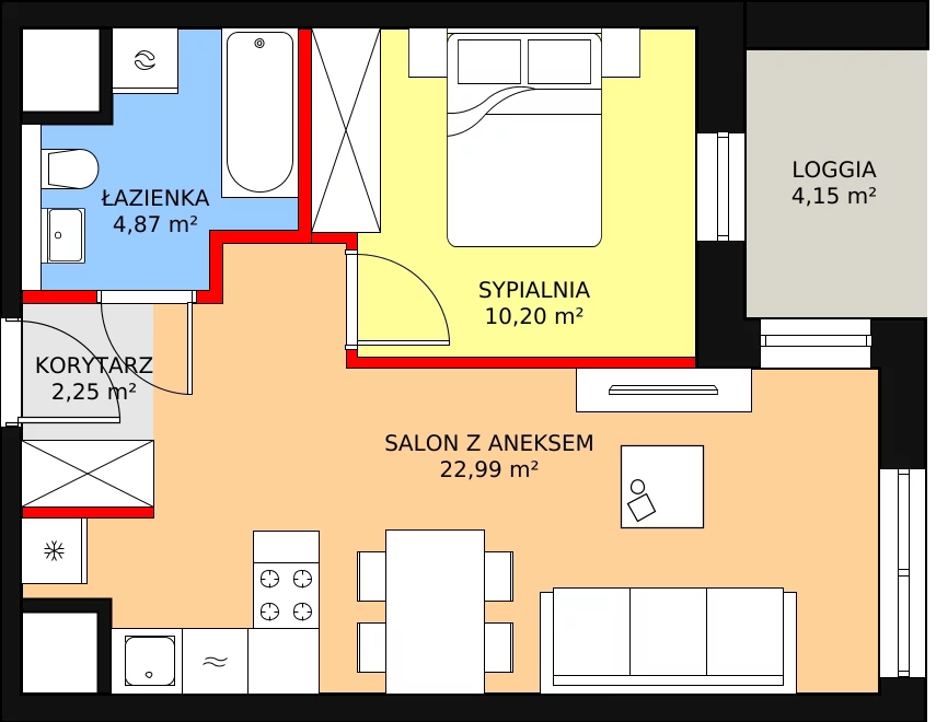 Mieszkanie 40,31 m², piętro 1, oferta nr 3-1-17, ATAL Aura II, Łódź, Bałuty, ul. Telefoniczna 15/17