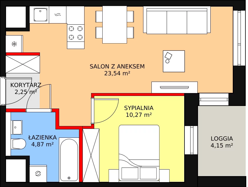 Mieszkanie 40,93 m², piętro 3, oferta nr 3-3-38, ATAL Aura II, Łódź, Bałuty, ul. Telefoniczna 15/17