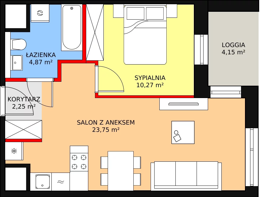 Mieszkanie 41,14 m², piętro 3, oferta nr 3-3-39, ATAL Aura II, Łódź, Bałuty, ul. Telefoniczna 15/17