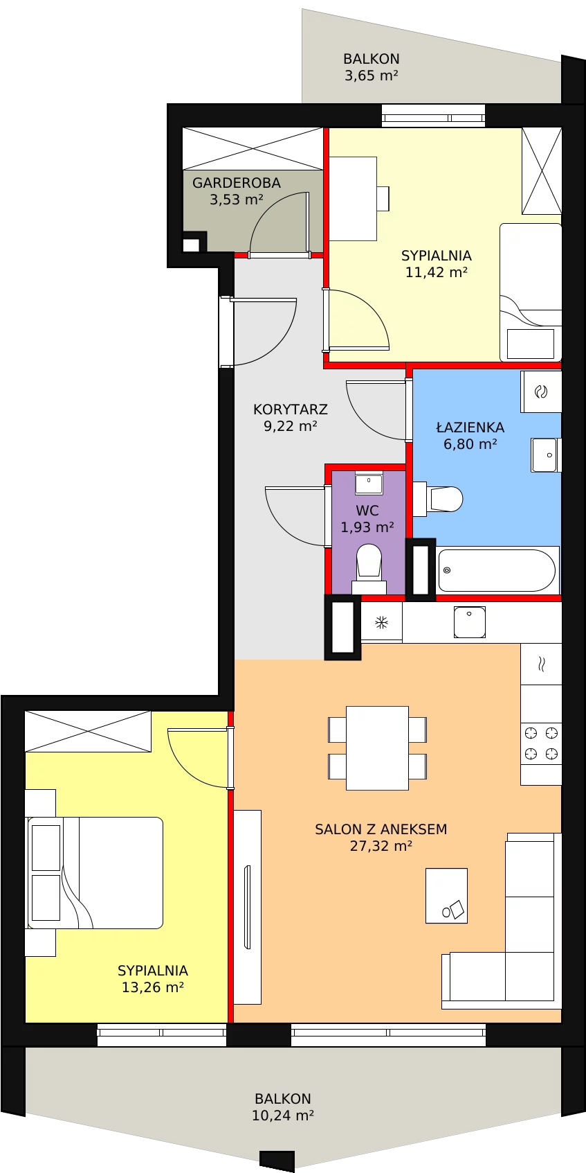 Mieszkanie 73,48 m², piętro 1, oferta nr B2_2, ATAL Zawiślańska Wille Miejskie, Gdańsk, Stogi, ul. Zawiślańska