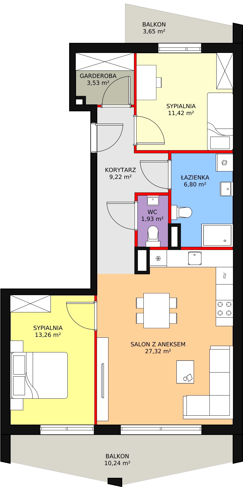 Mieszkanie 73,48 m², piętro 2, oferta nr B2_3, ATAL Zawiślańska Wille Miejskie, Gdańsk, Stogi, ul. Zawiślańska