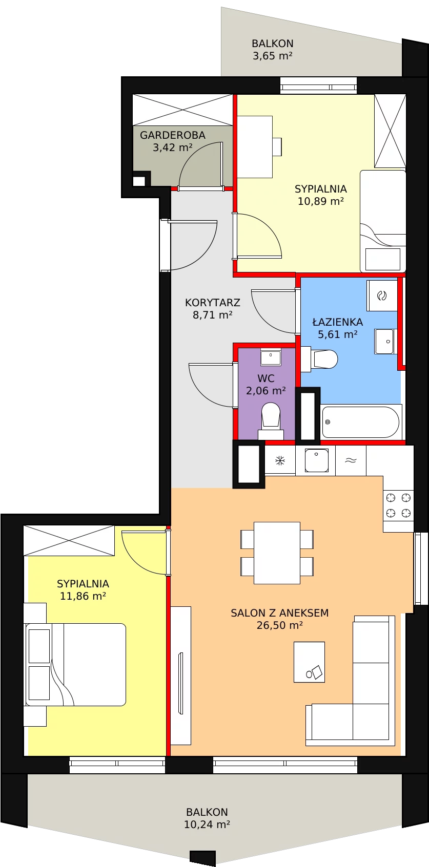 Mieszkanie 69,05 m², piętro 3, oferta nr B2_4, ATAL Zawiślańska Wille Miejskie, Gdańsk, Stogi, ul. Zawiślańska