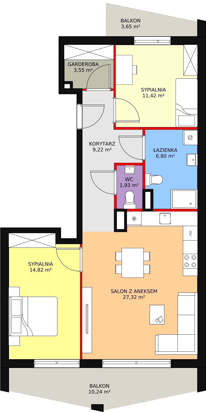 Mieszkanie 75,06 m², piętro 2, oferta nr B3_3, ATAL Zawiślańska Wille Miejskie, Gdańsk, Stogi, ul. Zawiślańska