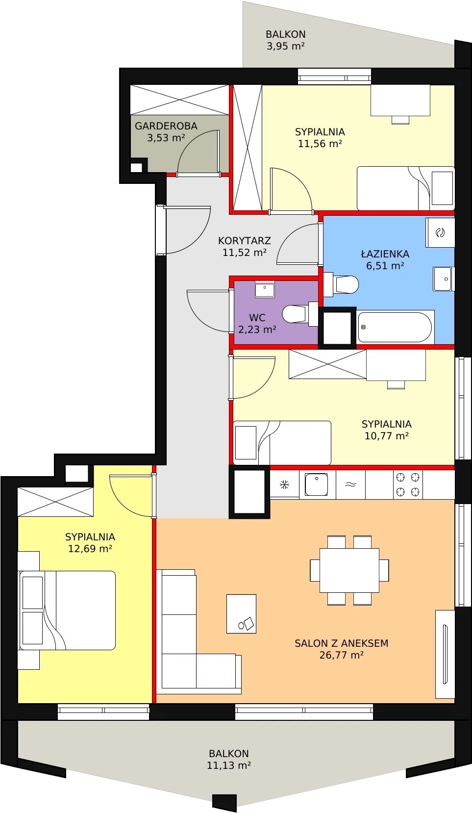 4 pokoje, mieszkanie 85,58 m², piętro 1, oferta nr B7_2, ATAL Zawiślańska Wille Miejskie, Gdańsk, Stogi, ul. Zawiślańska