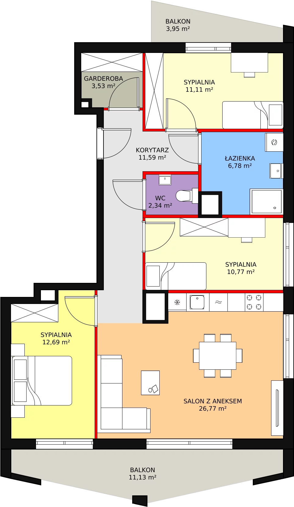 4 pokoje, mieszkanie 85,58 m², piętro 2, oferta nr B7_3, ATAL Zawiślańska Wille Miejskie, Gdańsk, Stogi, ul. Zawiślańska