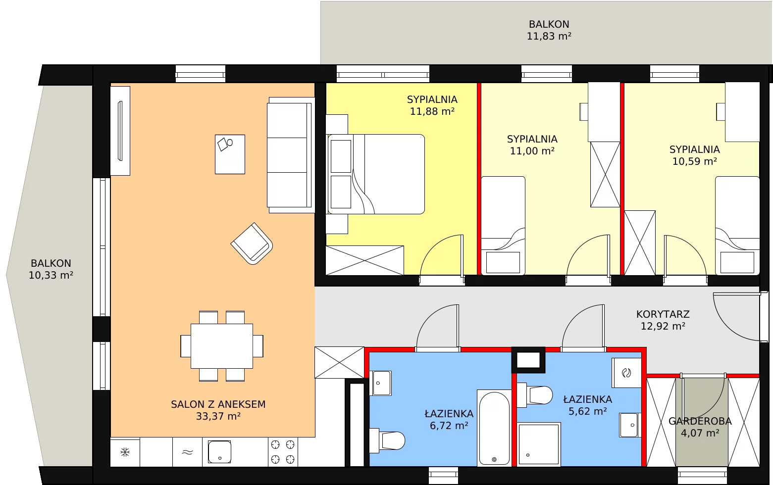 4 pokoje, mieszkanie 96,17 m², piętro 1, oferta nr E1_2, ATAL Zawiślańska Wille Miejskie, Gdańsk, Stogi, ul. Zawiślańska