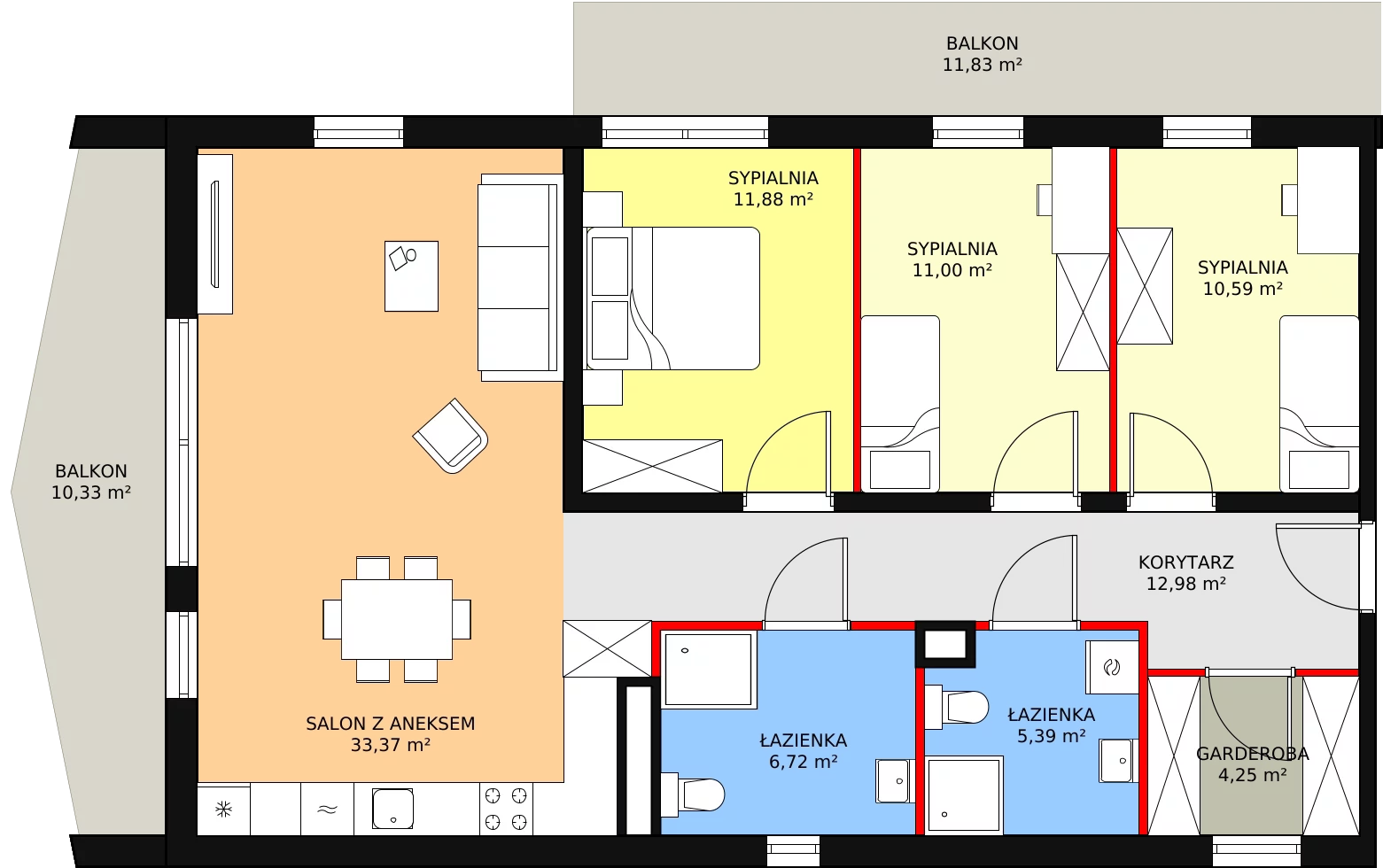 4 pokoje, mieszkanie 96,18 m², piętro 2, oferta nr E1_3, ATAL Zawiślańska Wille Miejskie, Gdańsk, Stogi, ul. Zawiślańska