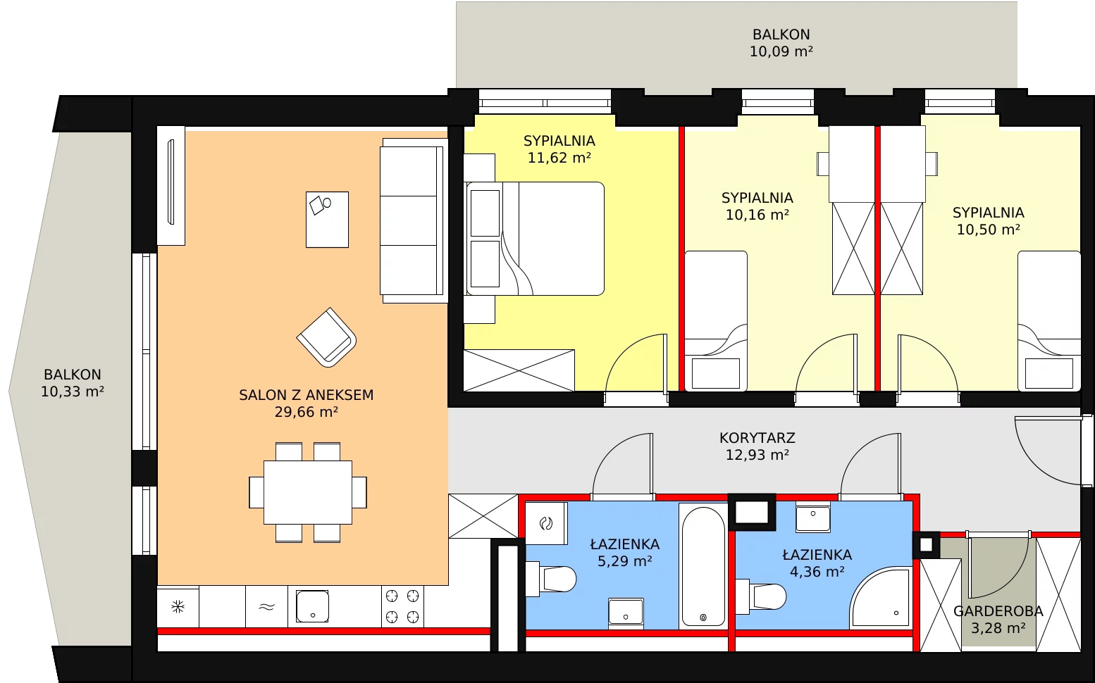 4 pokoje, mieszkanie 87,80 m², piętro 3, oferta nr E1_4, ATAL Zawiślańska Wille Miejskie, Gdańsk, Stogi, ul. Zawiślańska