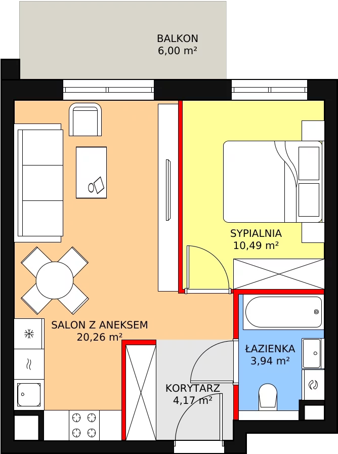 Mieszkanie 39,25 m², parter, oferta nr 1.1.4, Osiedle Przyjemne - etap I, Gdańsk, Jasień, ul. Flisykowskiego