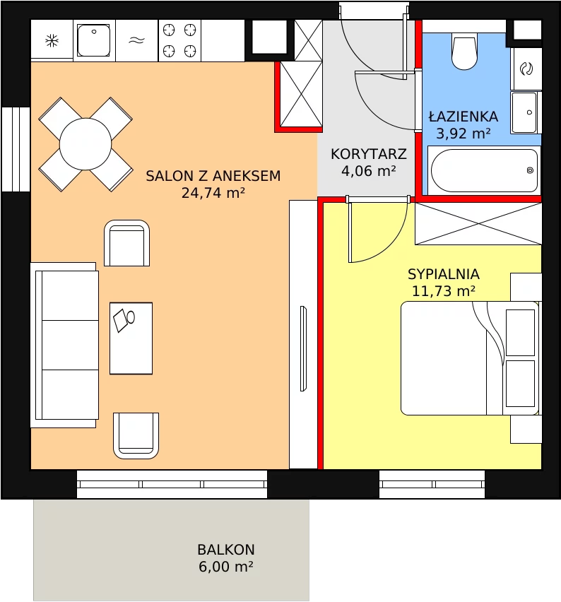 Mieszkanie 44,87 m², piętro 2, oferta nr 1.3.2, Osiedle Przyjemne - etap I, Gdańsk, Jasień, ul. Flisykowskiego