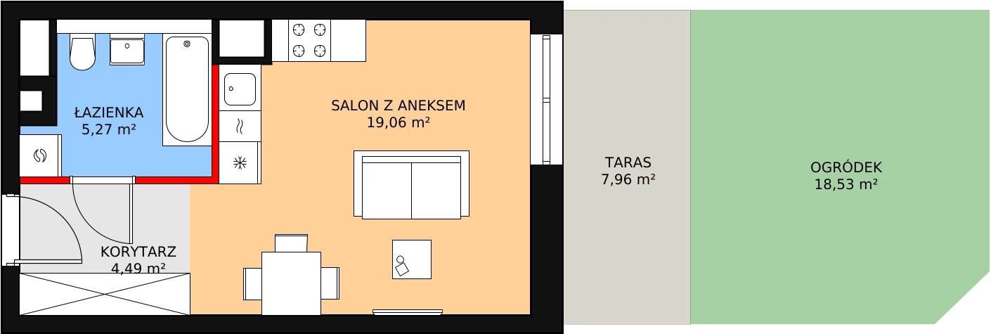 Mieszkanie 28,82 m², parter, oferta nr M1.0.04, Modern Helenów, Łódź, Bałuty, Helenów, ul. Smugowa 10/12