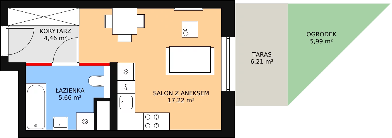 Mieszkanie 27,34 m², parter, oferta nr M1.0.05, Modern Helenów, Łódź, Bałuty, Helenów, ul. Smugowa 10/12