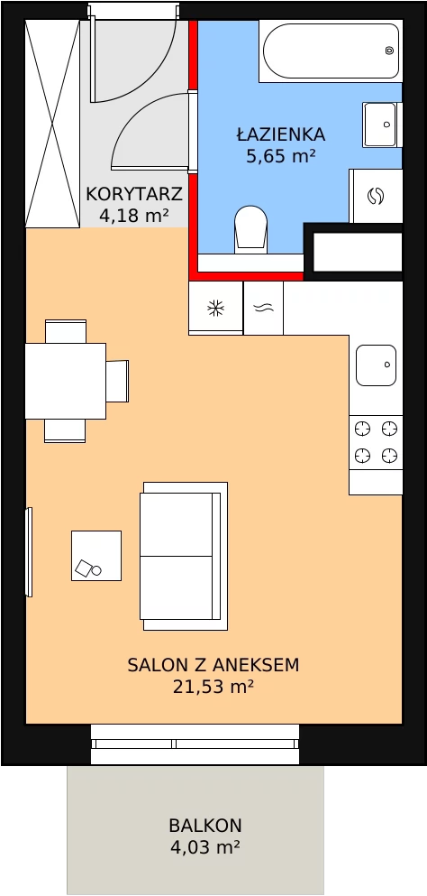 1 pokój, mieszkanie 31,36 m², parter, oferta nr M2.0.73, Modern Helenów, Łódź, Bałuty, Helenów, ul. Smugowa 10/12