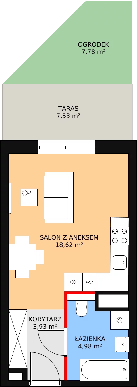 Mieszkanie 27,53 m², parter, oferta nr M2.0.76, Modern Helenów, Łódź, Bałuty, Helenów, ul. Smugowa 10/12