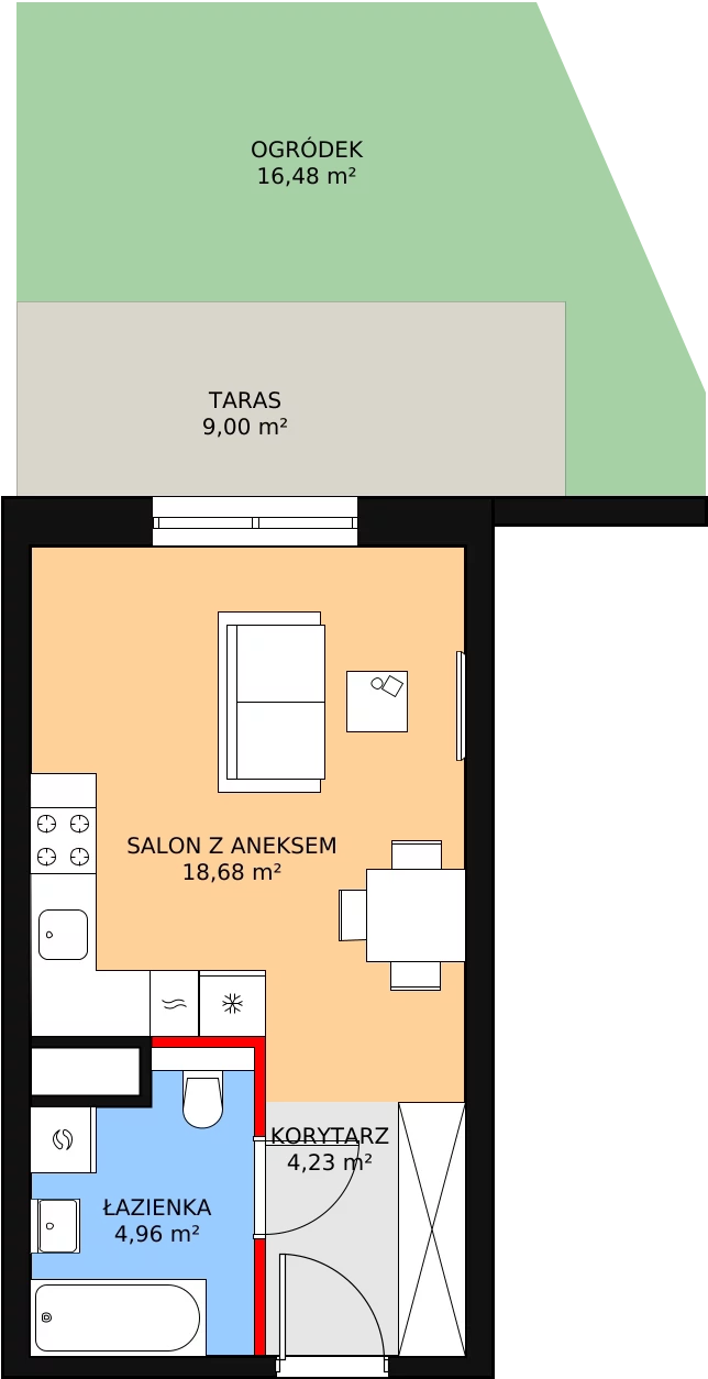 Mieszkanie 27,87 m², parter, oferta nr M2.0.77, Modern Helenów, Łódź, Bałuty, Helenów, ul. Smugowa 10/12