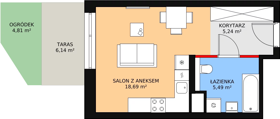 Mieszkanie 29,42 m², parter, oferta nr M2.0.78, Modern Helenów, Łódź, Bałuty, Helenów, ul. Smugowa 10/12