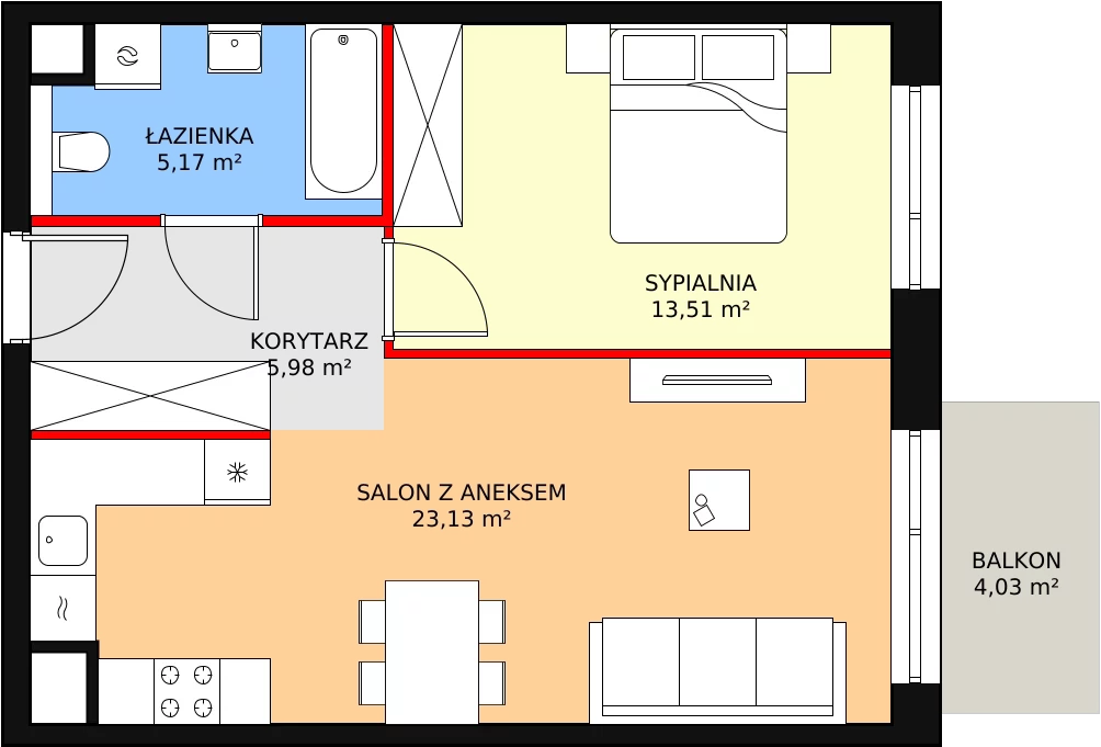 2 pokoje, mieszkanie 47,79 m², parter, oferta nr M2.0.80, Modern Helenów, Łódź, Bałuty, Helenów, ul. Smugowa 10/12