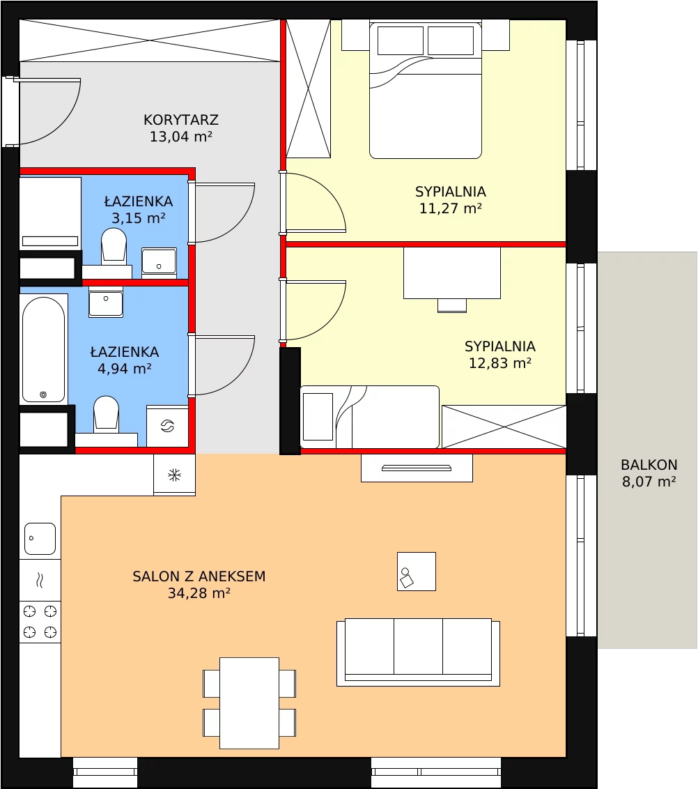 3 pokoje, mieszkanie 79,51 m², parter, oferta nr M2.0.83, Modern Helenów, Łódź, Bałuty, Helenów, ul. Smugowa 10/12