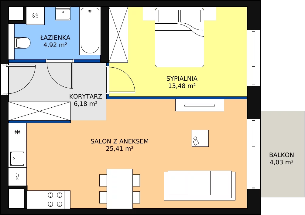 Zalety mieszkania 49.99 m², M3.0.160