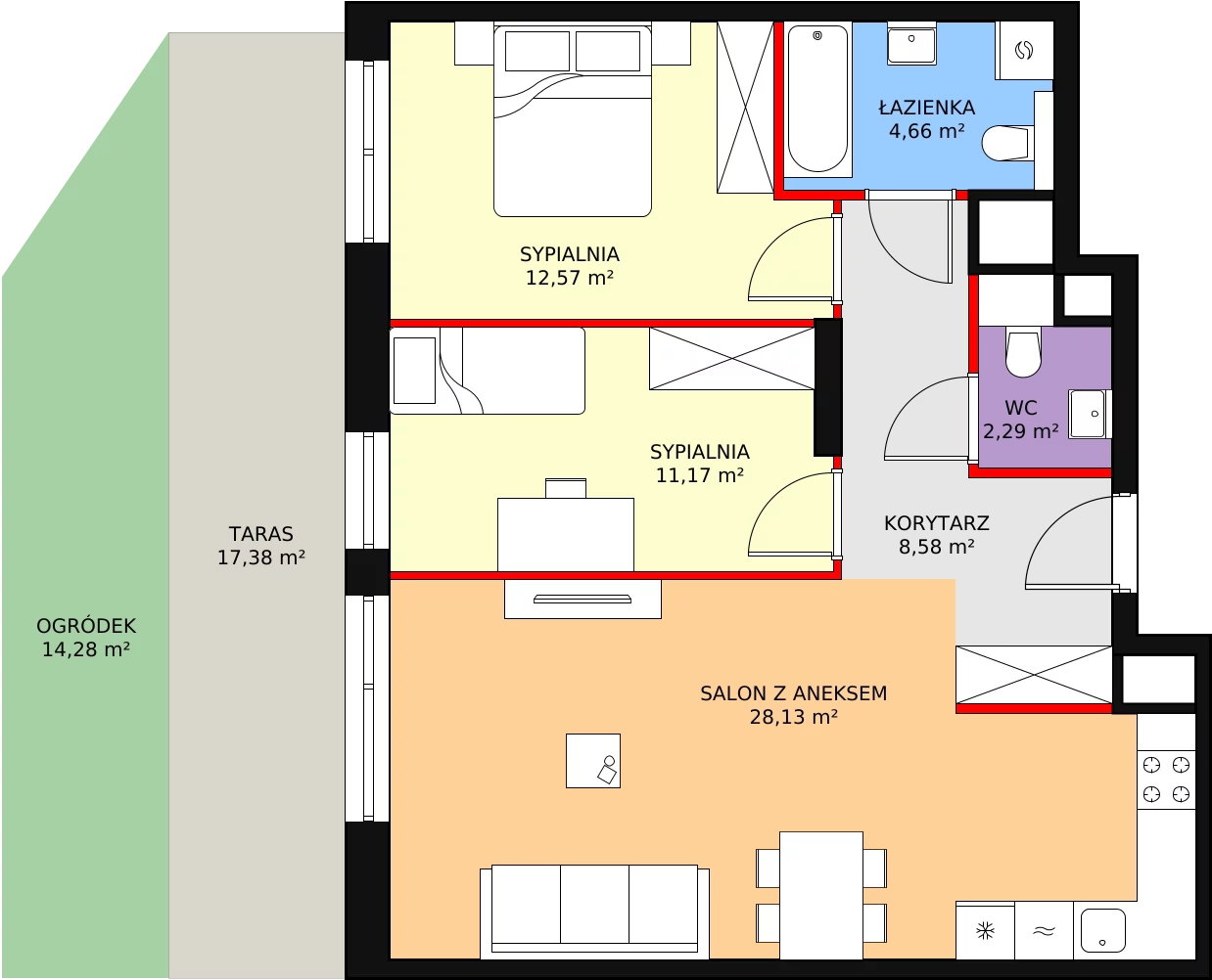 3 pokoje, mieszkanie 67,40 m², parter, oferta nr M3.0.162, Modern Helenów, Łódź, Bałuty, Helenów, ul. Smugowa 10/12