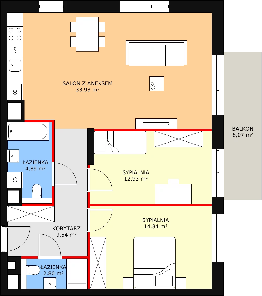 3 pokoje, mieszkanie 78,93 m², piętro 1, oferta nr M3.1.169, Modern Helenów, Łódź, Bałuty, Helenów, ul. Smugowa 10/12