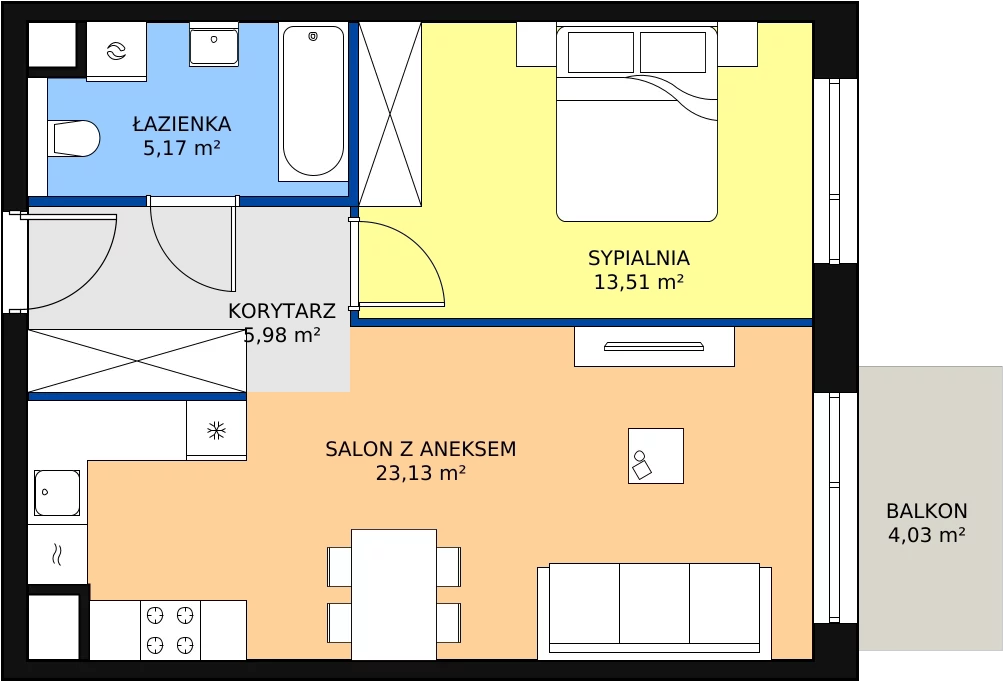 Zalety mieszkania 47.79 m², M2.2.99