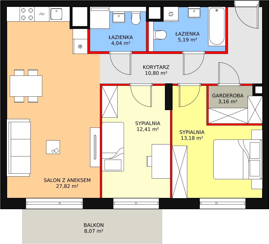 3 pokoje, mieszkanie 76,60 m², piętro 2, oferta nr M2.2.104, Modern Helenów, Łódź, Bałuty, Helenów, ul. Smugowa 10/12