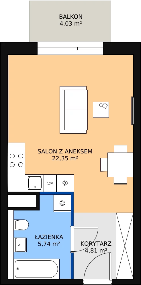 Zalety mieszkania 32.9 m², M3.2.180