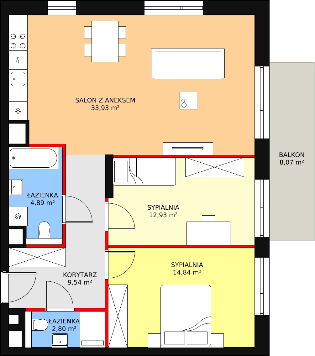 3 pokoje, mieszkanie 78,93 m², piętro 2, oferta nr M3.2.181, Modern Helenów, Łódź, Bałuty, Helenów, ul. Smugowa 10/12