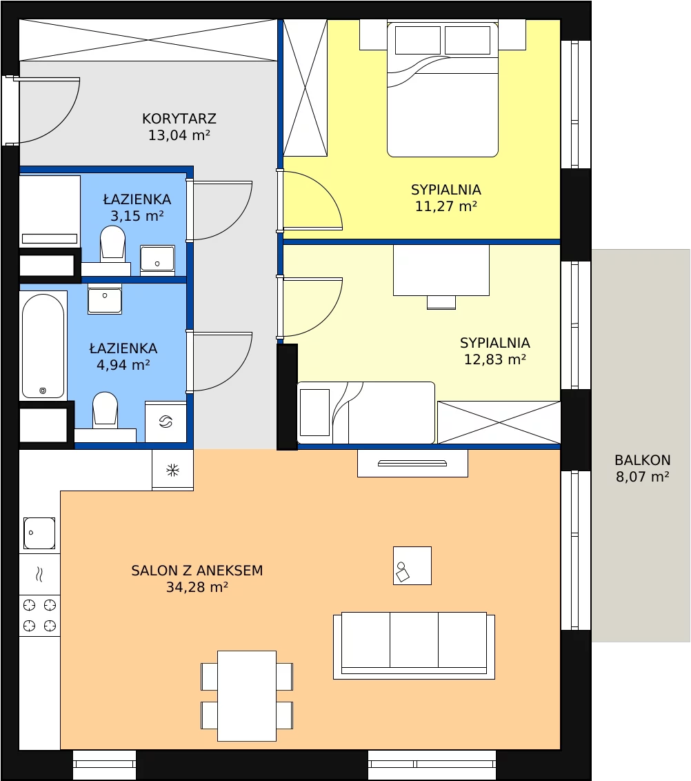 Zalety mieszkania 79.51 m², M2.3.114