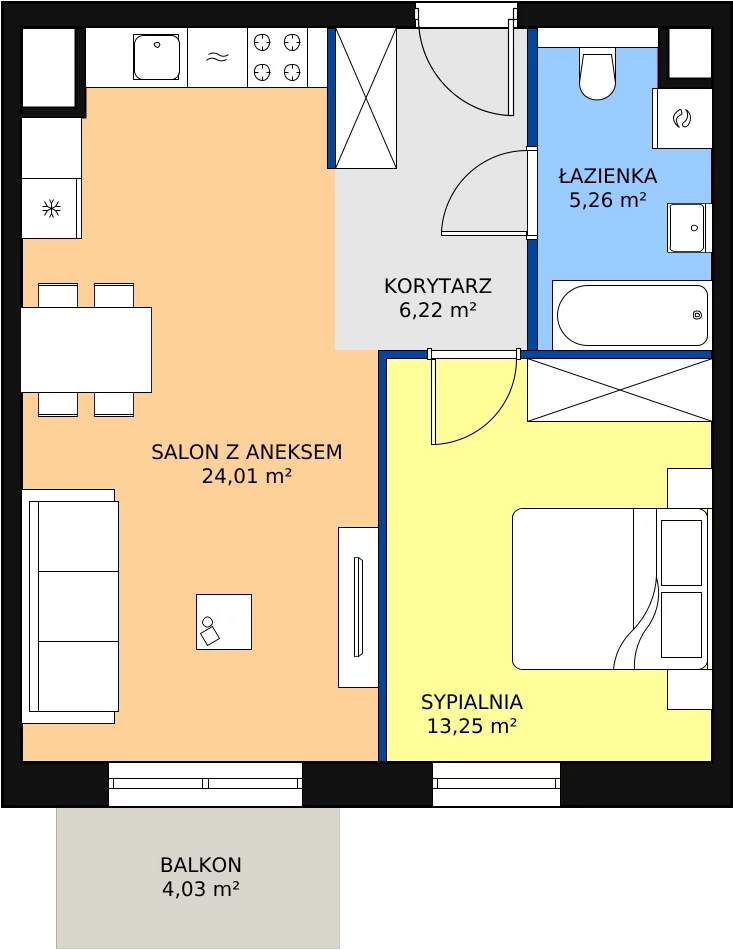 Zalety mieszkania 48.74 m², M3.3.187