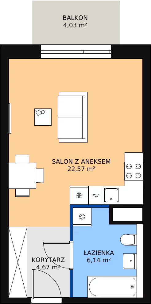 Zalety mieszkania 33.38 m², M3.3.190