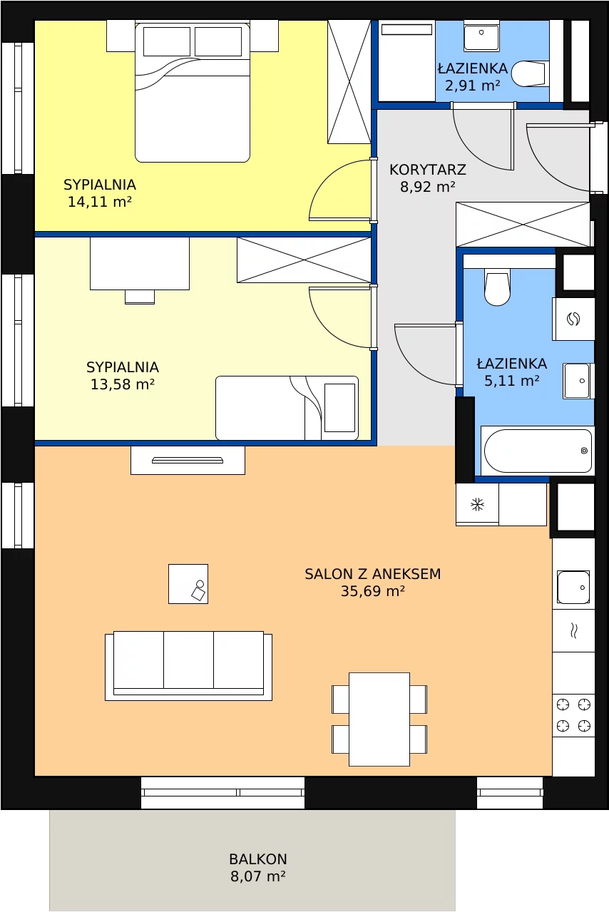 Zalety mieszkania 80.32 m², M1.4.44