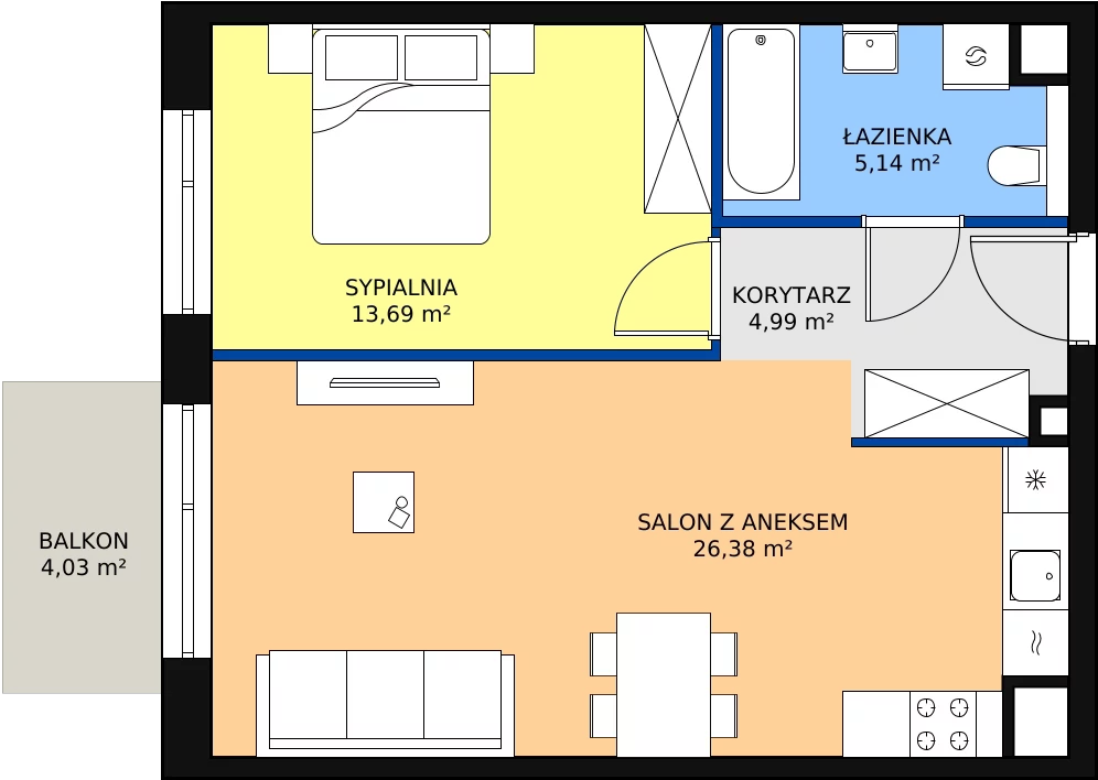 Zalety mieszkania 50.2 m², M1.4.46