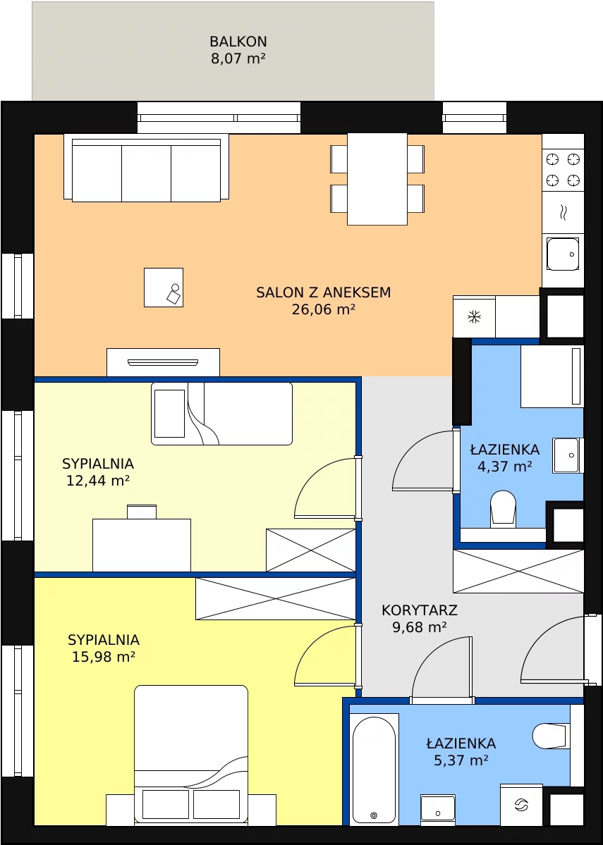 Zalety mieszkania 73.9 m², M1.4.47