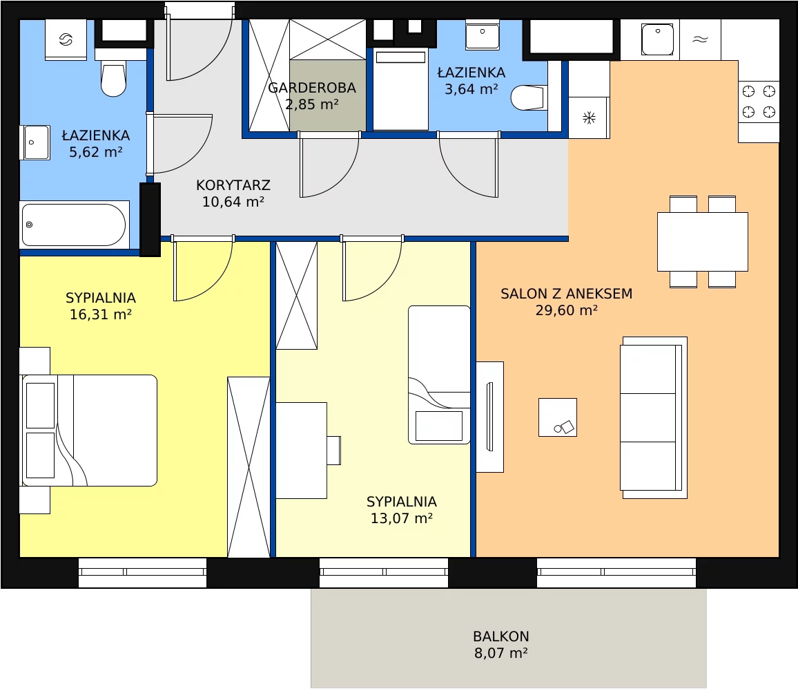Zalety mieszkania 81.73 m², M2.5.139