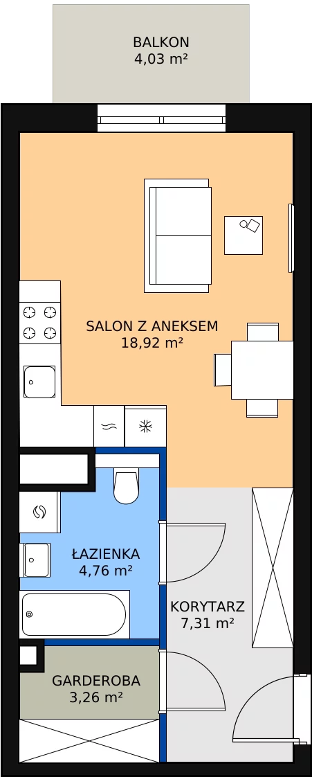 Zalety mieszkania 34.25 m², M2.5.141