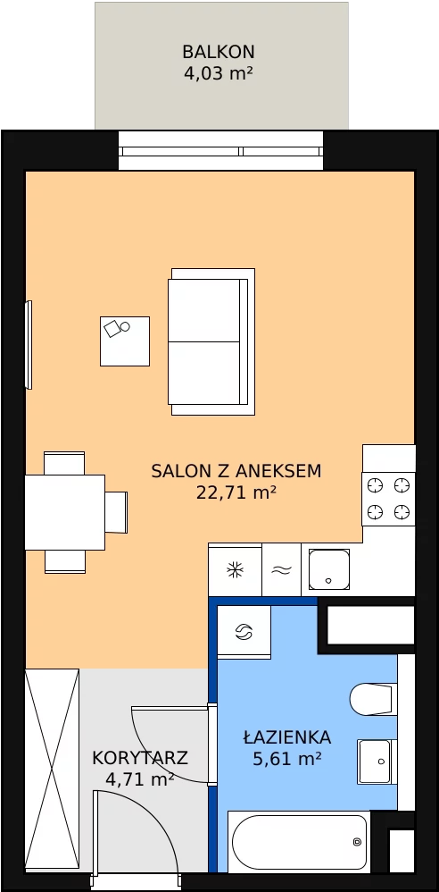 Zalety mieszkania 33.03 m², M3.5.215