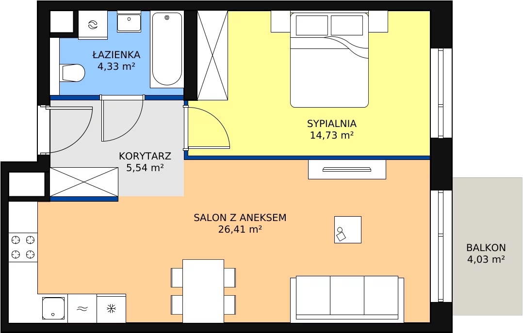 Zalety mieszkania 51.01 m², M3.5.220
