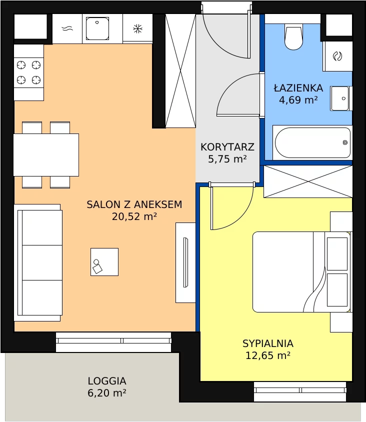 Zalety mieszkania 40.56 m², M1.6.65