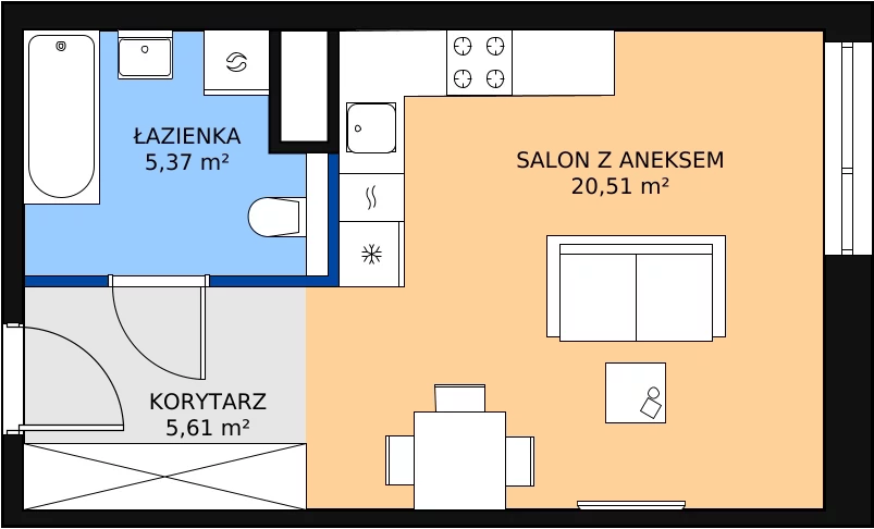 Zalety mieszkania 31.49 m², M1.6.71