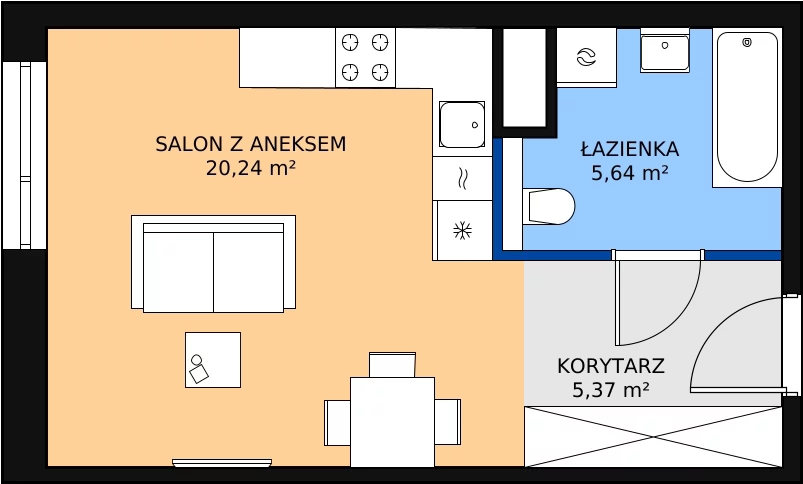 Zalety mieszkania 31.25 m², M2.6.144