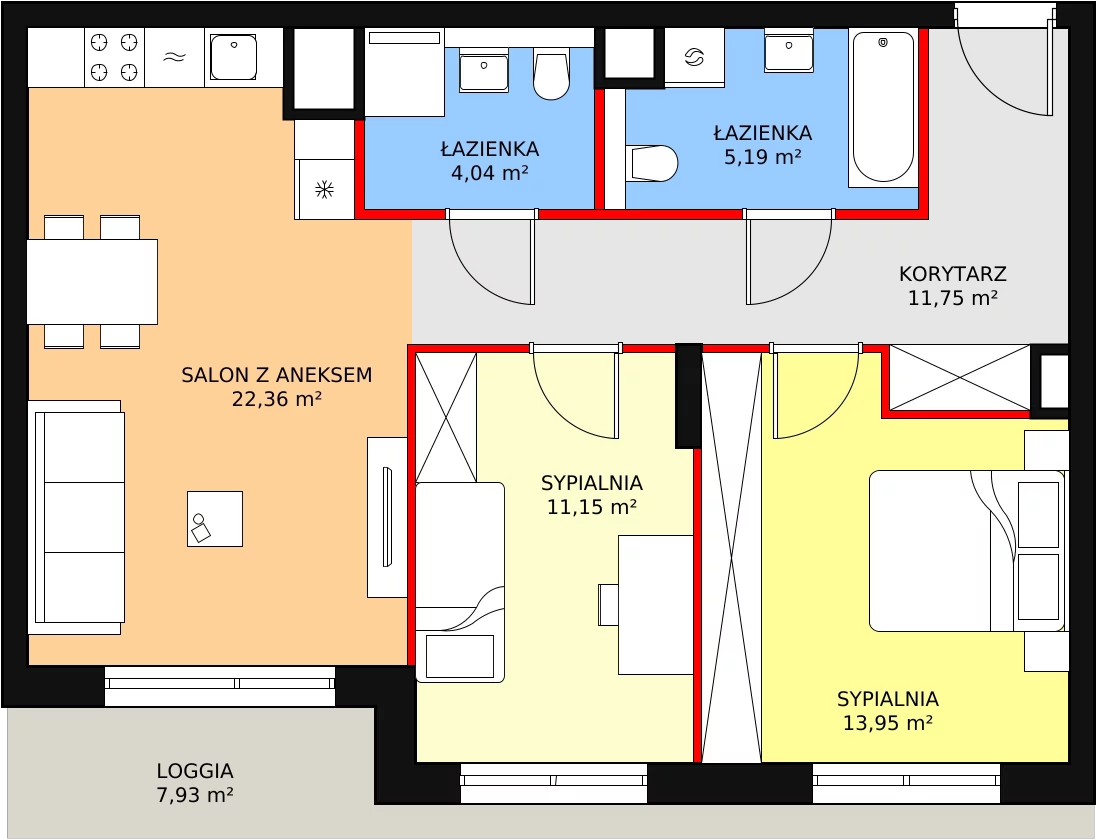 3 pokoje, mieszkanie 68,44 m², piętro 6, oferta nr M2.6.152, Modern Helenów, Łódź, Bałuty, Helenów, ul. Smugowa 10/12