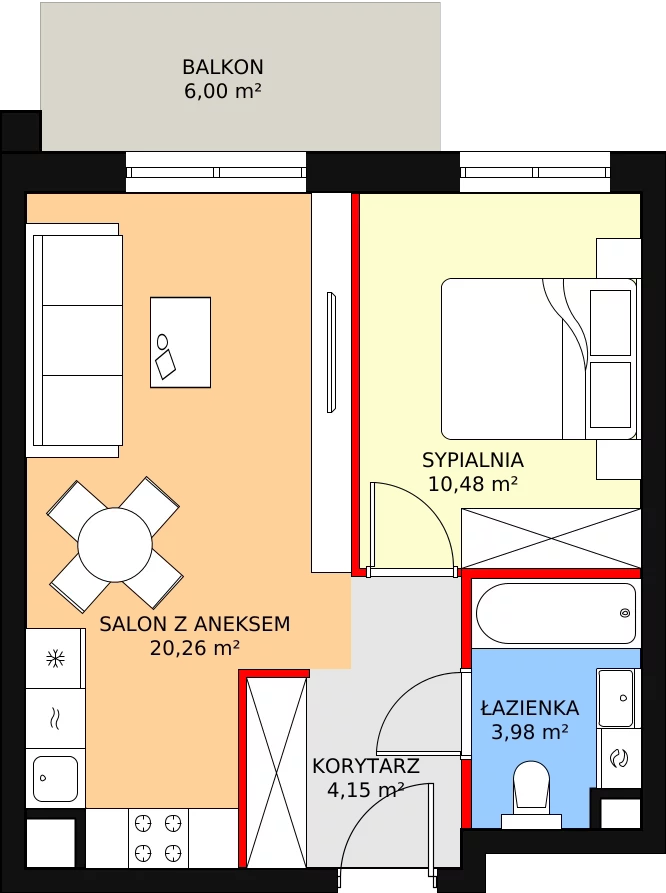 2 pokoje, mieszkanie 39,26 m², parter, oferta nr 4.2.4, Osiedle Przyjemne - etap II, Gdańsk, Jasień, ul. Flisykowskiego