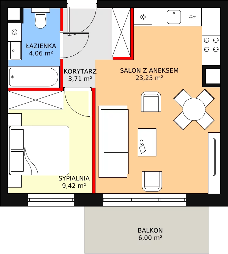 2 pokoje, mieszkanie 40,80 m², piętro 3, oferta nr 4.5.9, Osiedle Przyjemne - etap II, Gdańsk, Jasień, ul. Flisykowskiego